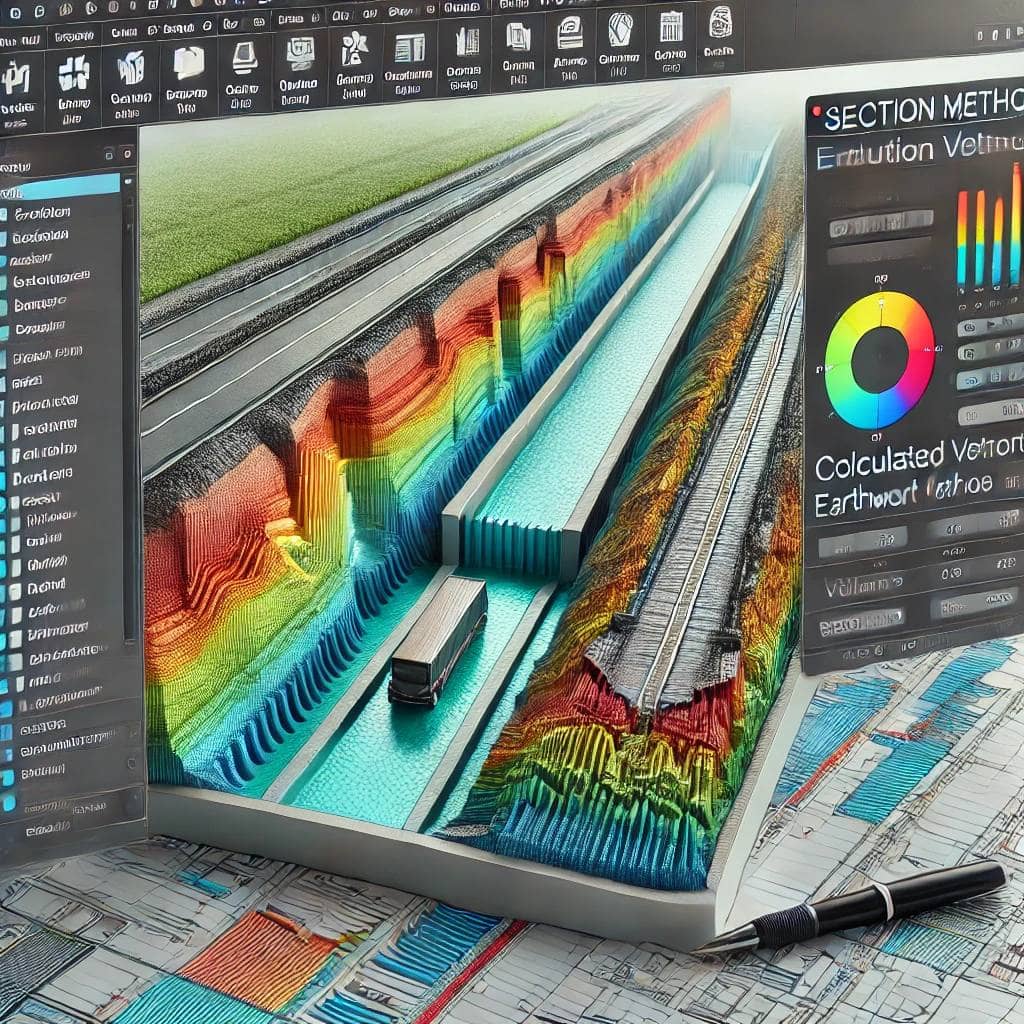 محاسبه حجم عملیات خاکی به روش مقطع برداری در civil3d